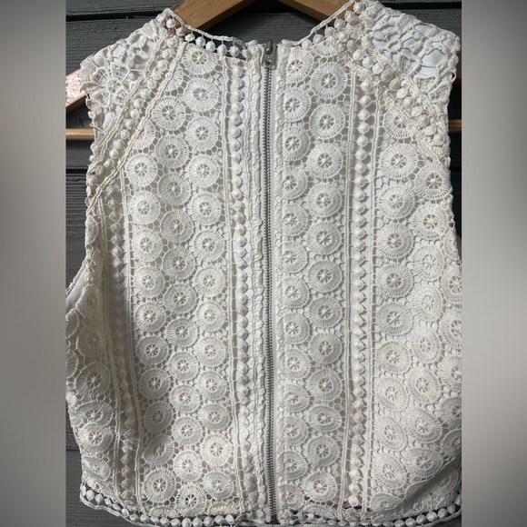 Abercrombie & Fitch Cream Lace Overlay Boho Sleeveless Crop Top Sz XS - Picture 7 of 13